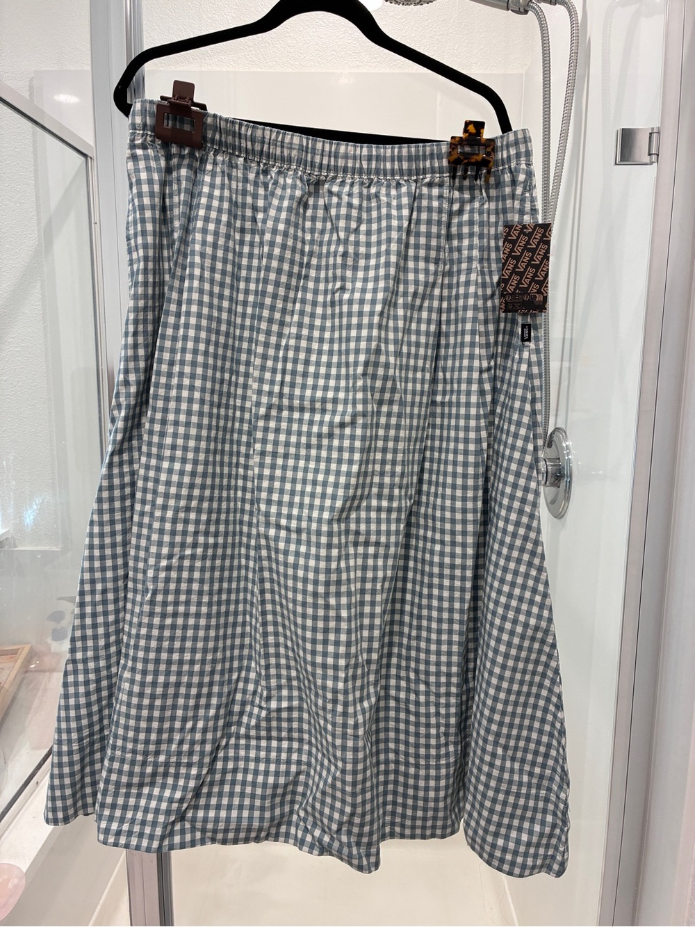 Vans Blue and White Gingham A-Line Skirt